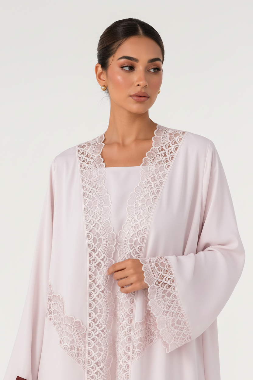 C 2570 Lychee Swirl Lace Abaya