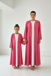 C 2573 Berry Pink Printed Kids Abaya