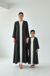 C 2575 Black Polka Dot Printed Kids Abaya