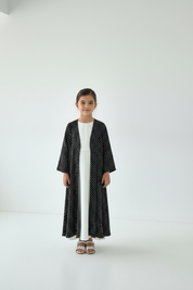C 2575 Black Polka Dot Printed Kids Abaya