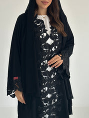 C 2576 Black Crystal Lace Abaya