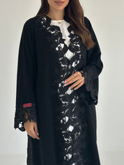 C 2576 Black Crystal Lace Abaya