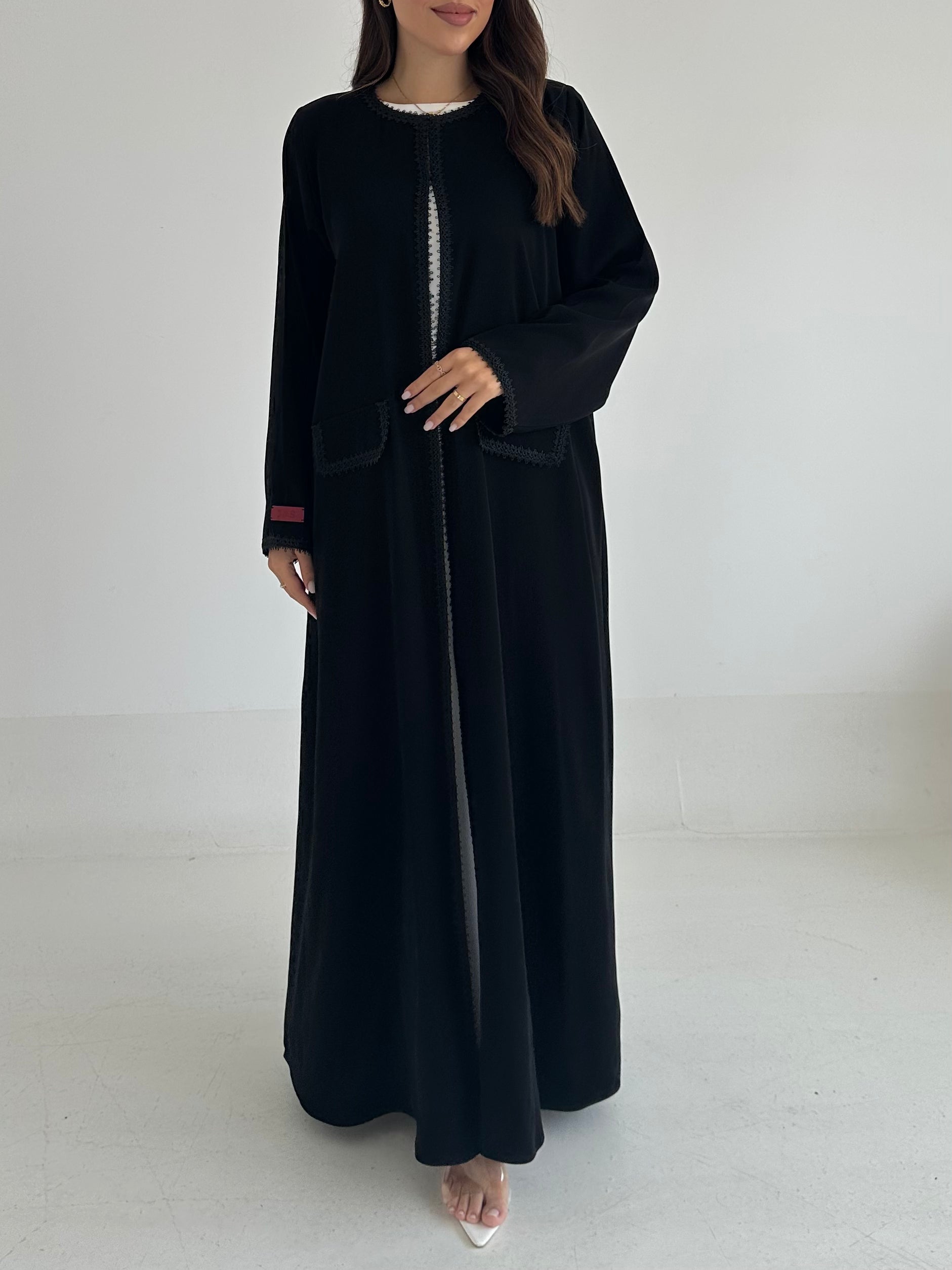 C 2577 Black Lace Abaya