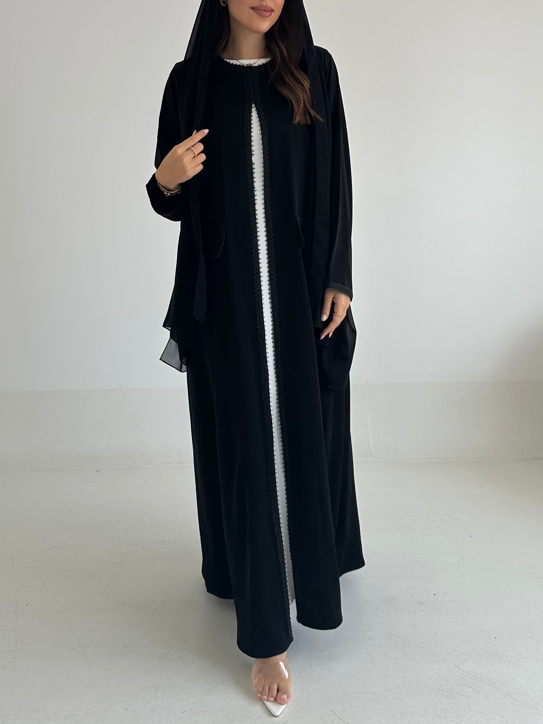 C 2577 Black Lace Abaya