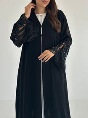 C 2578 Black Crystal Lace Abaya