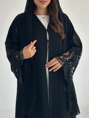 C 2578 Black Crystal Lace Abaya