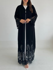 C 2578 Black Crystal Lace Abaya