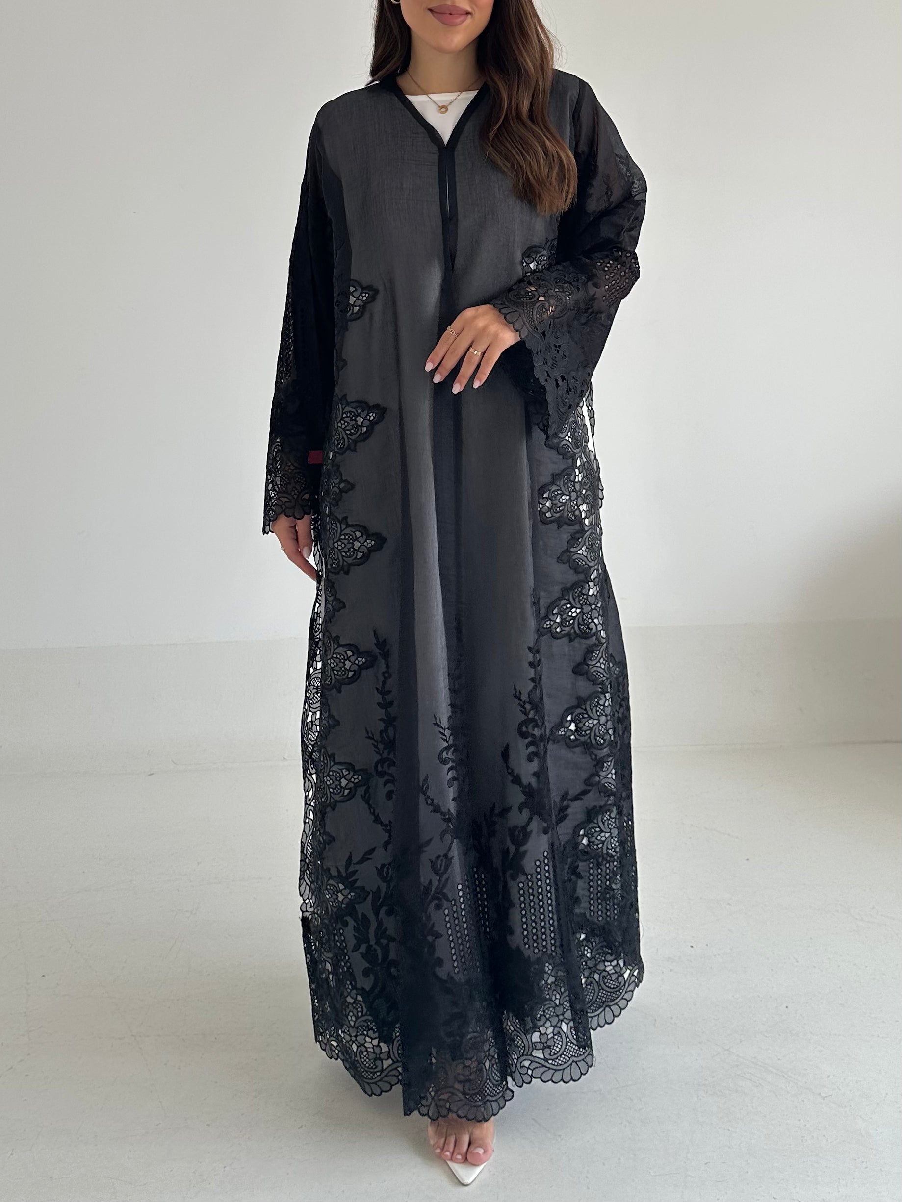 C 2579 Black Dantel Abaya