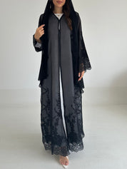 C 2579 Black Dantel Abaya