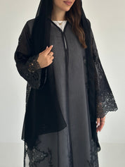 C 2579 Black Dantel Abaya