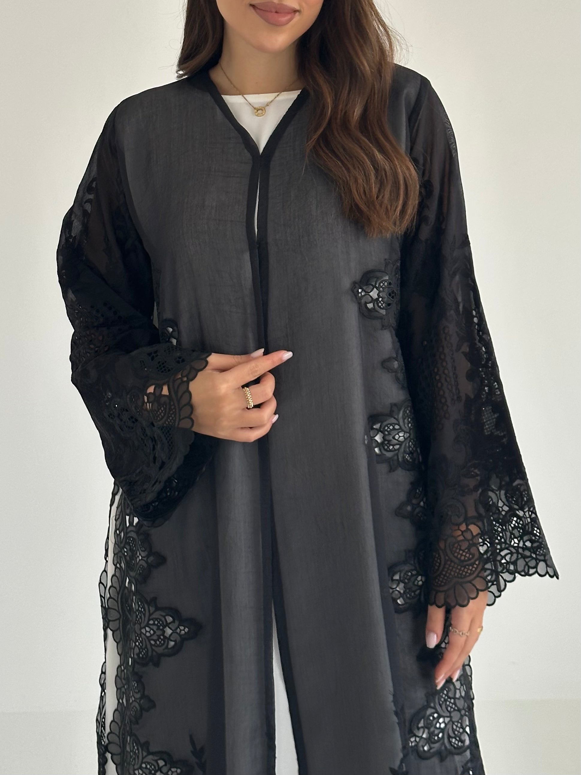 C 2579 Black Dantel Abaya