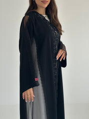 C 2580 Black Crystal Dantel Abaya
