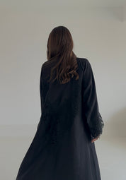 C 2582 Black Dantel Abaya