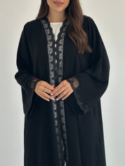 C 2583 Black Sequins Lace Abaya