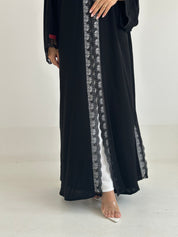 C 2583 Black Sequins Lace Abaya