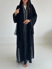 C 2583 Black Sequins Lace Abaya