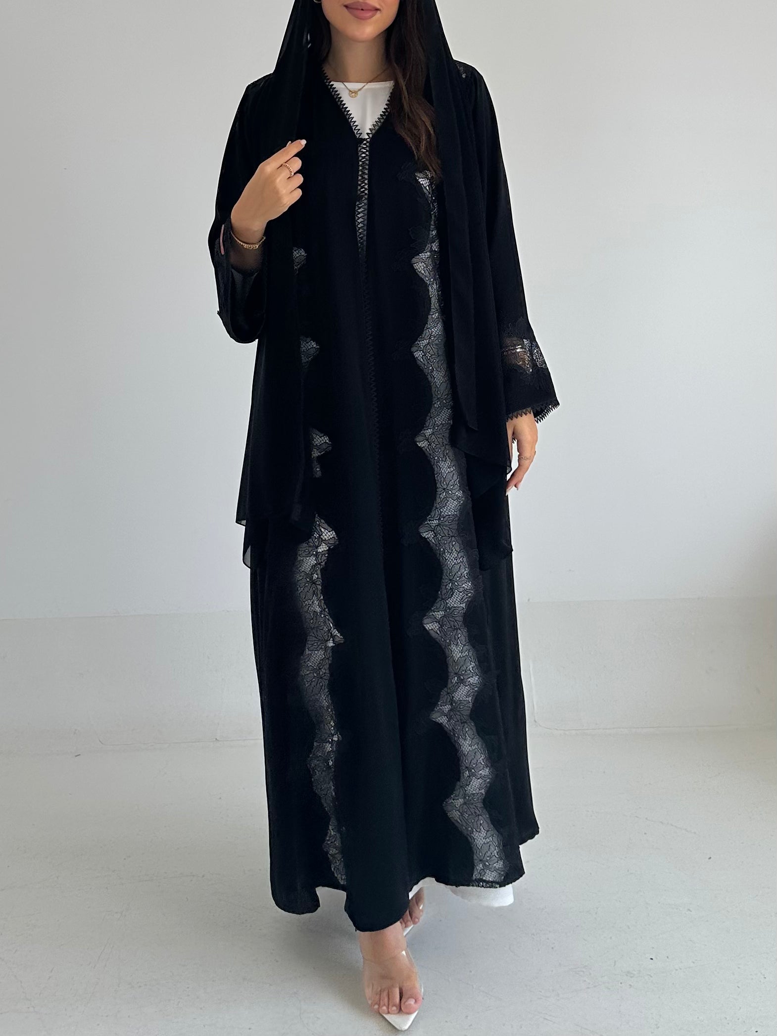 C 2584 Black Lace Abaya