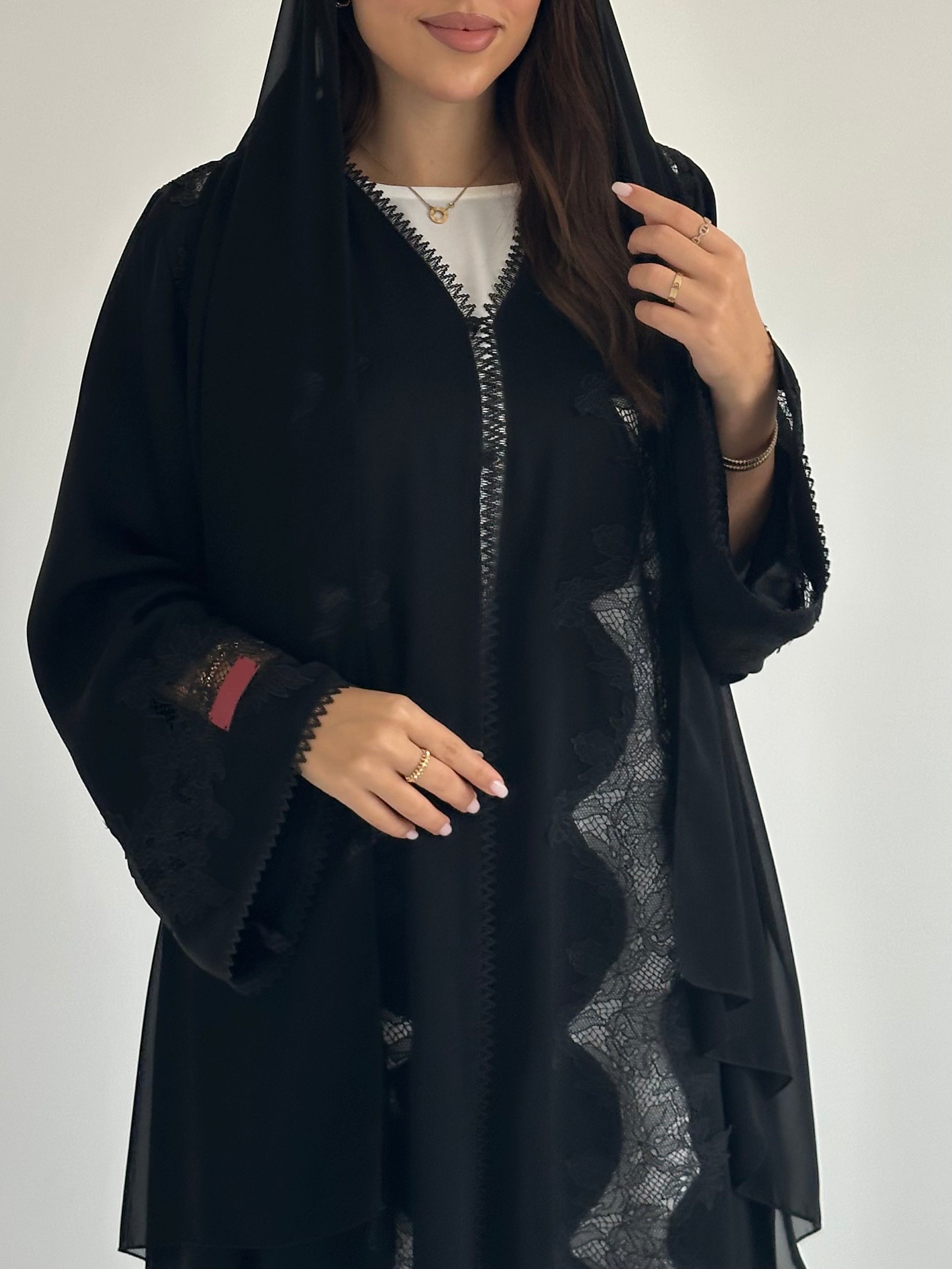 C 2584 Black Lace Abaya