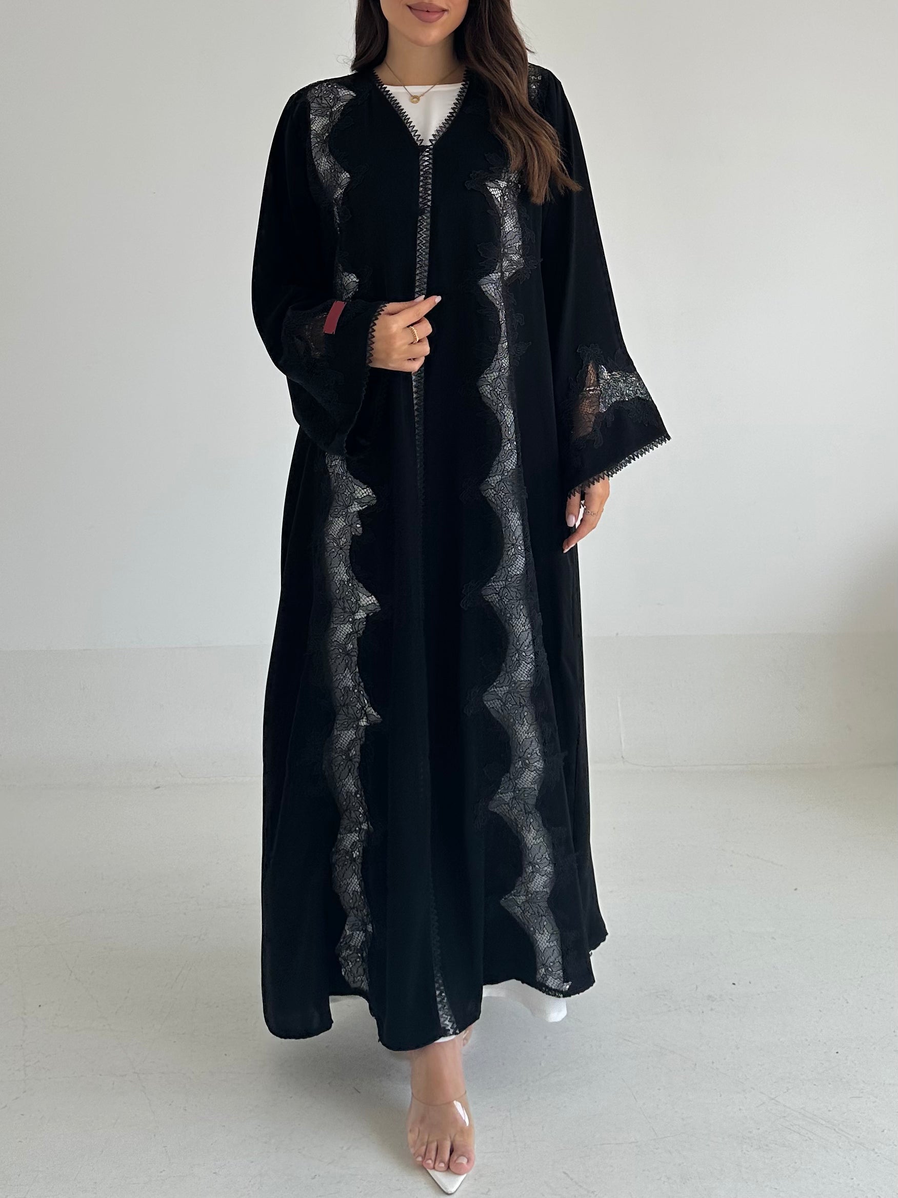 C 2584 Black Lace Abaya