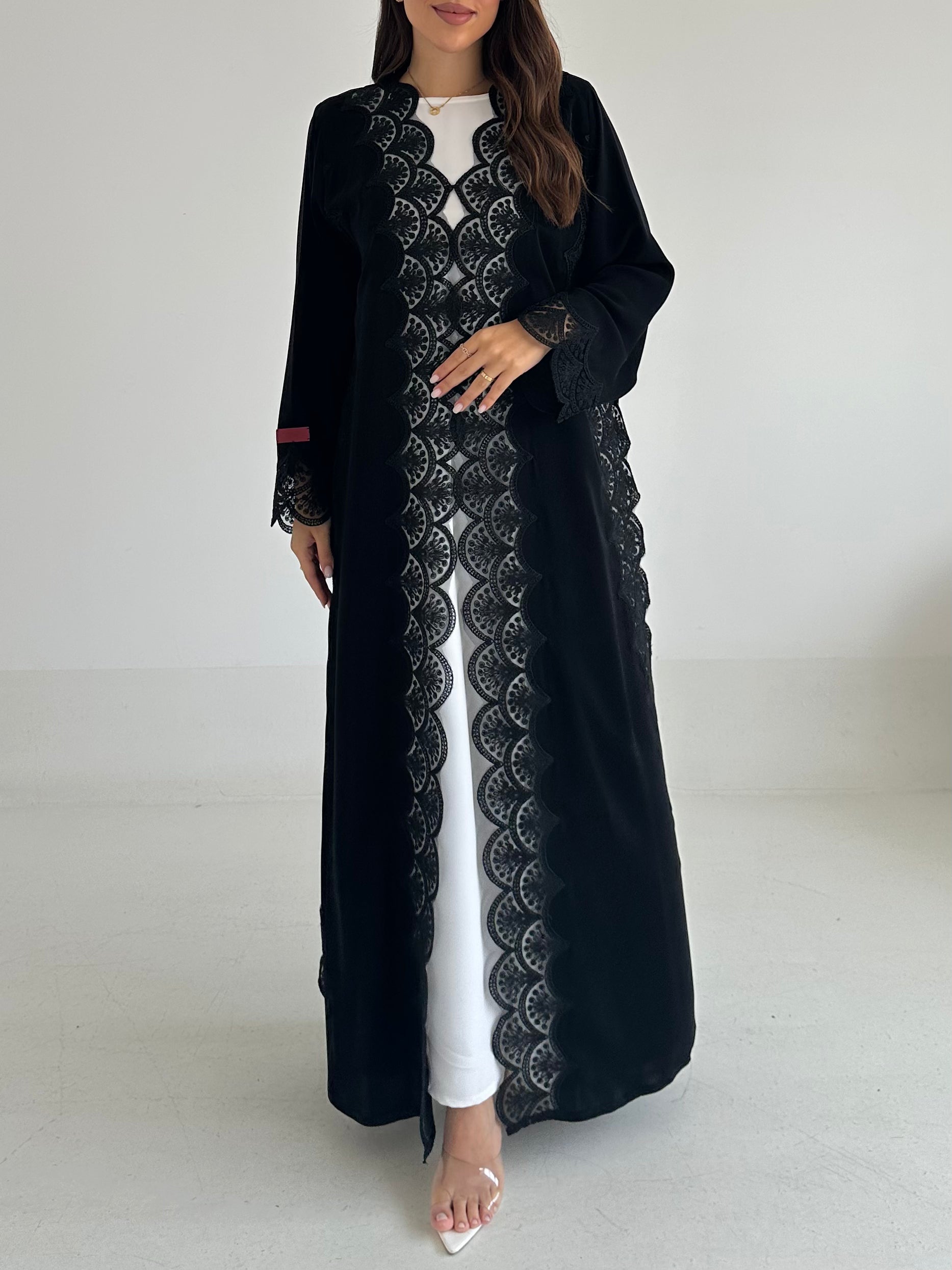 C 2586 Black Lace Abaya