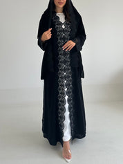 C 2586 Black Lace Abaya