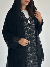 C 2586 Black Lace Abaya