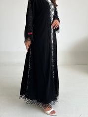 C 2588 Black Crystal Lace Abaya
