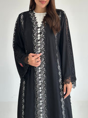 C 2589 Black Crystal Lace Abaya