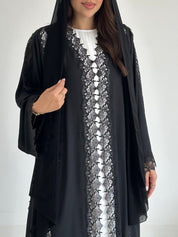 C 2589 Black Crystal Lace Abaya