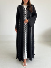 C 2589 Black Crystal Lace Abaya