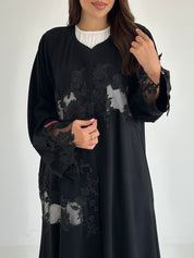 C 2590 Black Crystal Lace Abaya