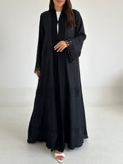 C 2591 Black Crystal Lace Abaya