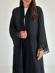 C 2591 Black Crystal Lace Abaya
