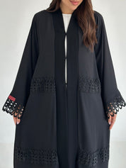 C 2591 Black Crystal Lace Abaya