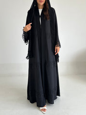 C 2591 Black Crystal Lace Abaya