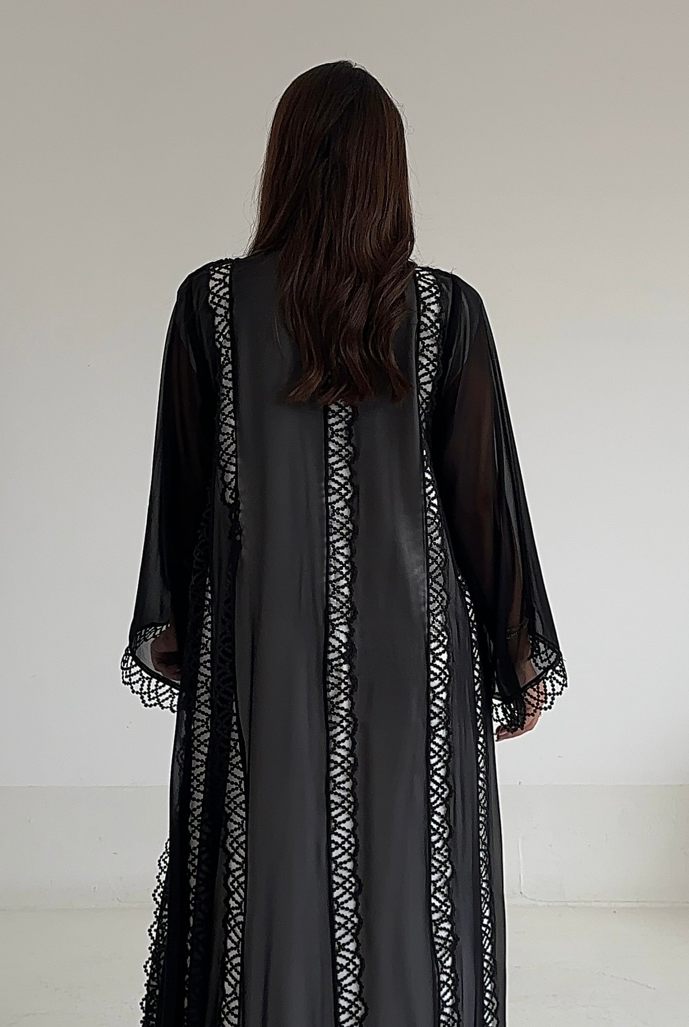 C 2593 Black Lace Abaya