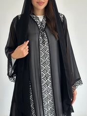C 2593 Black Lace Abaya