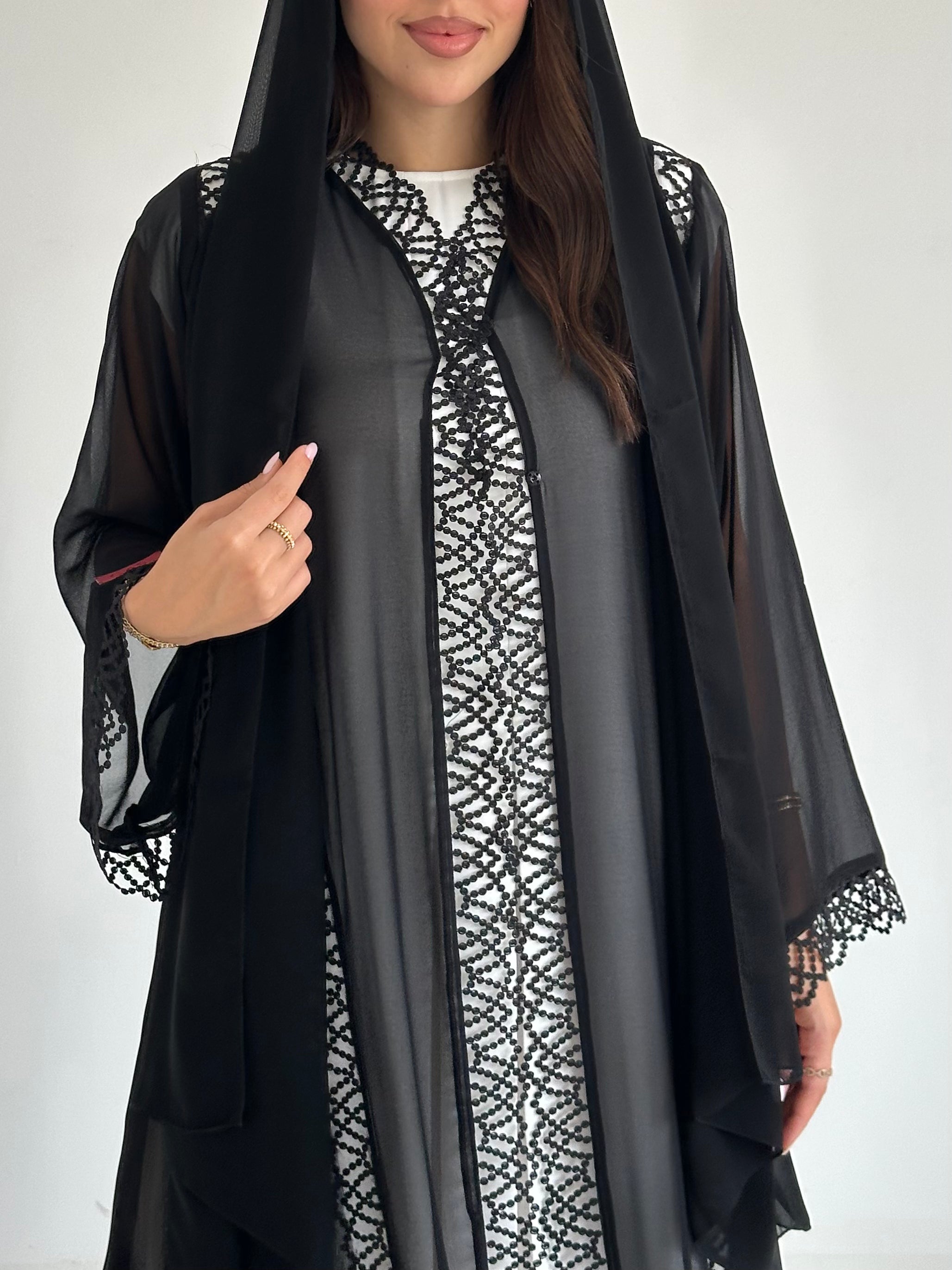 C 2593 Black Lace Abaya