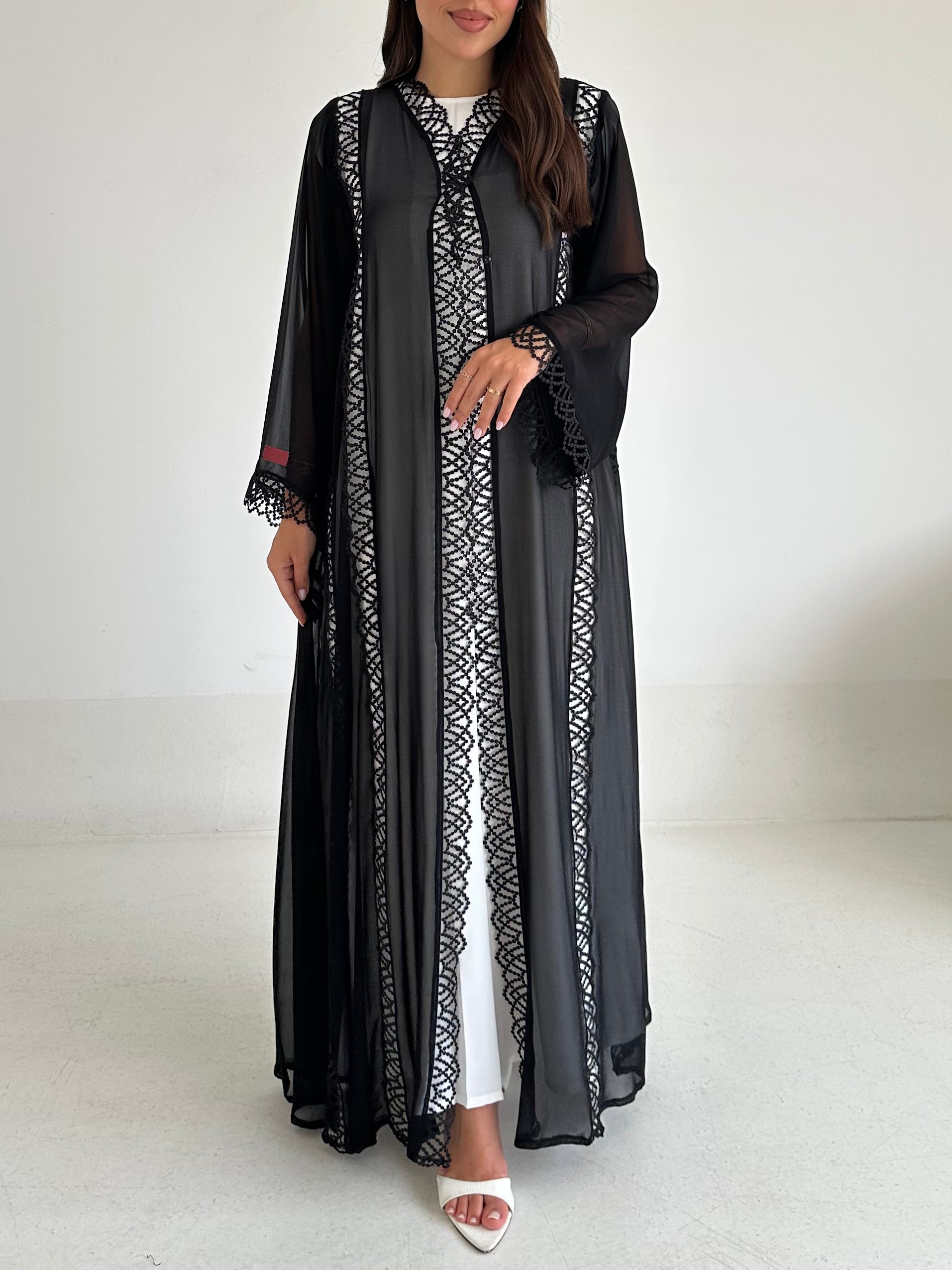 C 2593 Black Lace Abaya