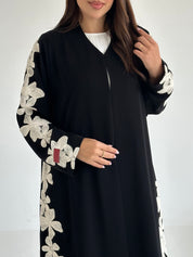 C 2595 Black Embroidered Flowers Abaya