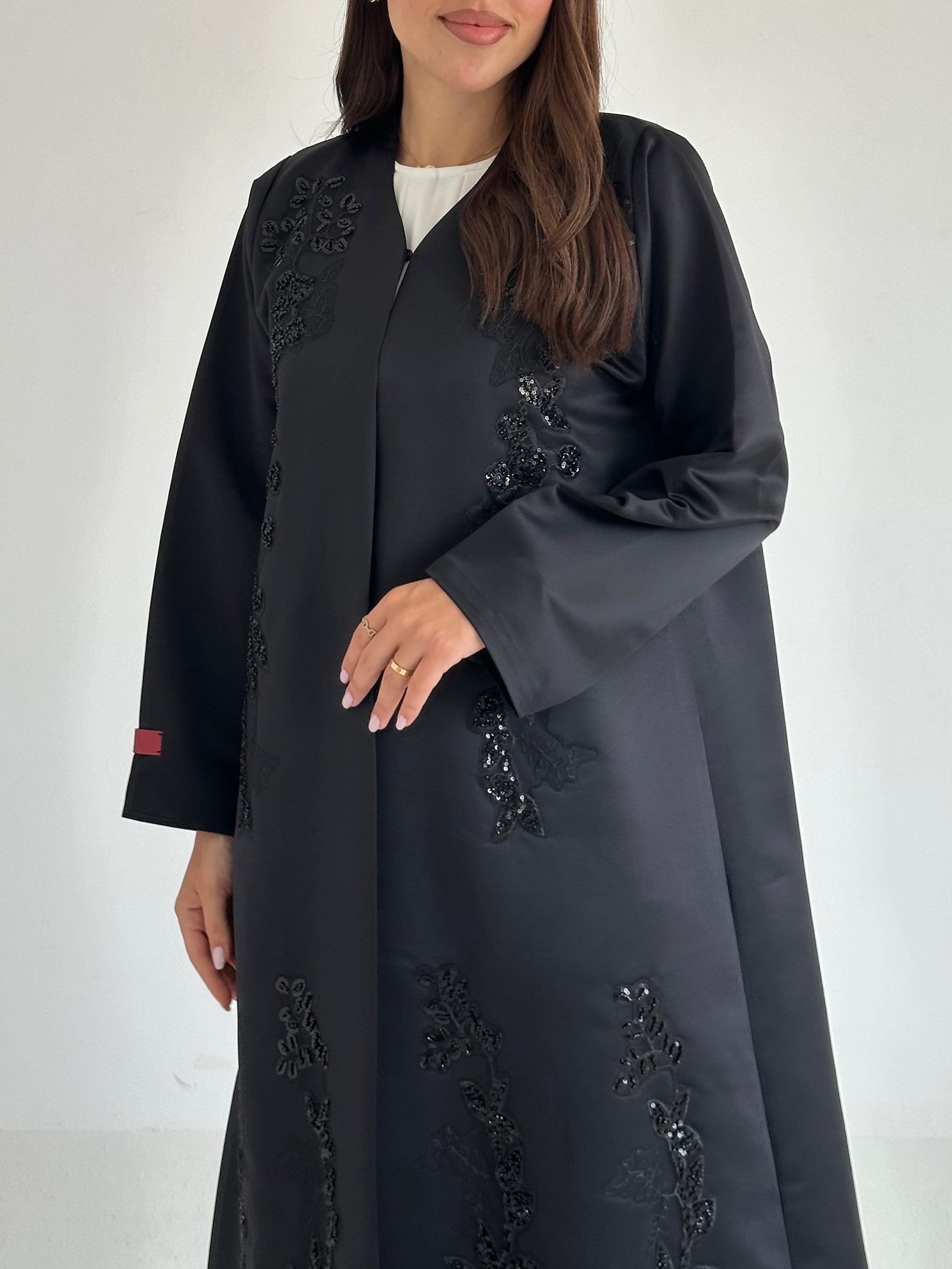 C 2596 Black Beaded Abaya