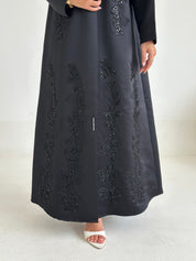 C 2596 Black Beaded Abaya