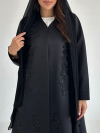 C 2596 Black Beaded Abaya - XS / 50