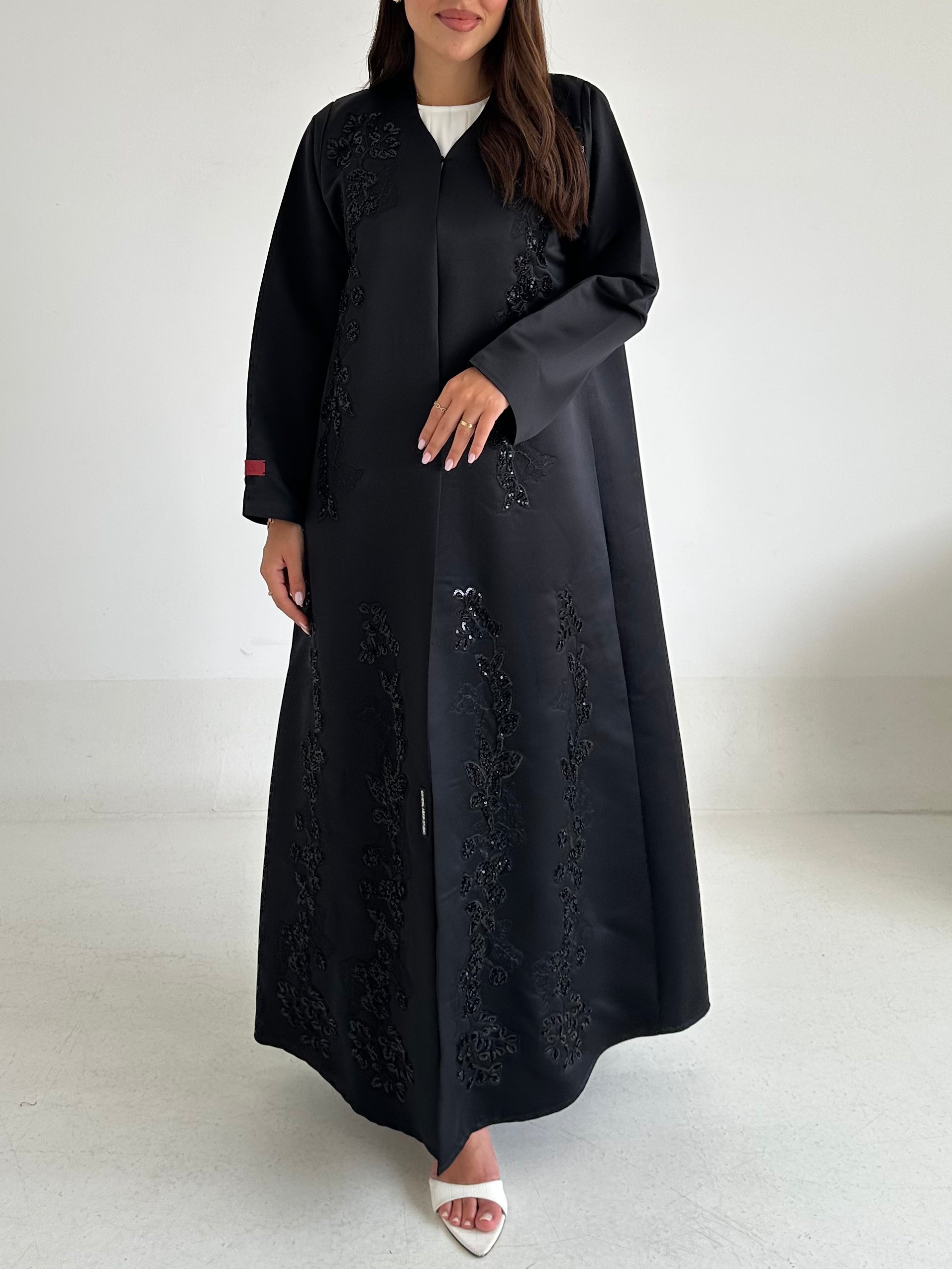 C 2596 Black Beaded Abaya