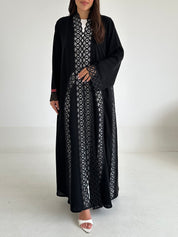 C 2597 Black Crystal Lace Abaya
