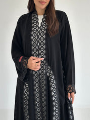 C 2597 Black Crystal Lace Abaya