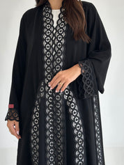 C 2597 Black Crystal Lace Abaya