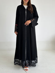 C 2598 Black Leafy Lace Abaya