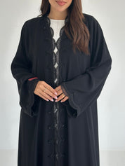 C 2601 Black Beaded Lace Abaya