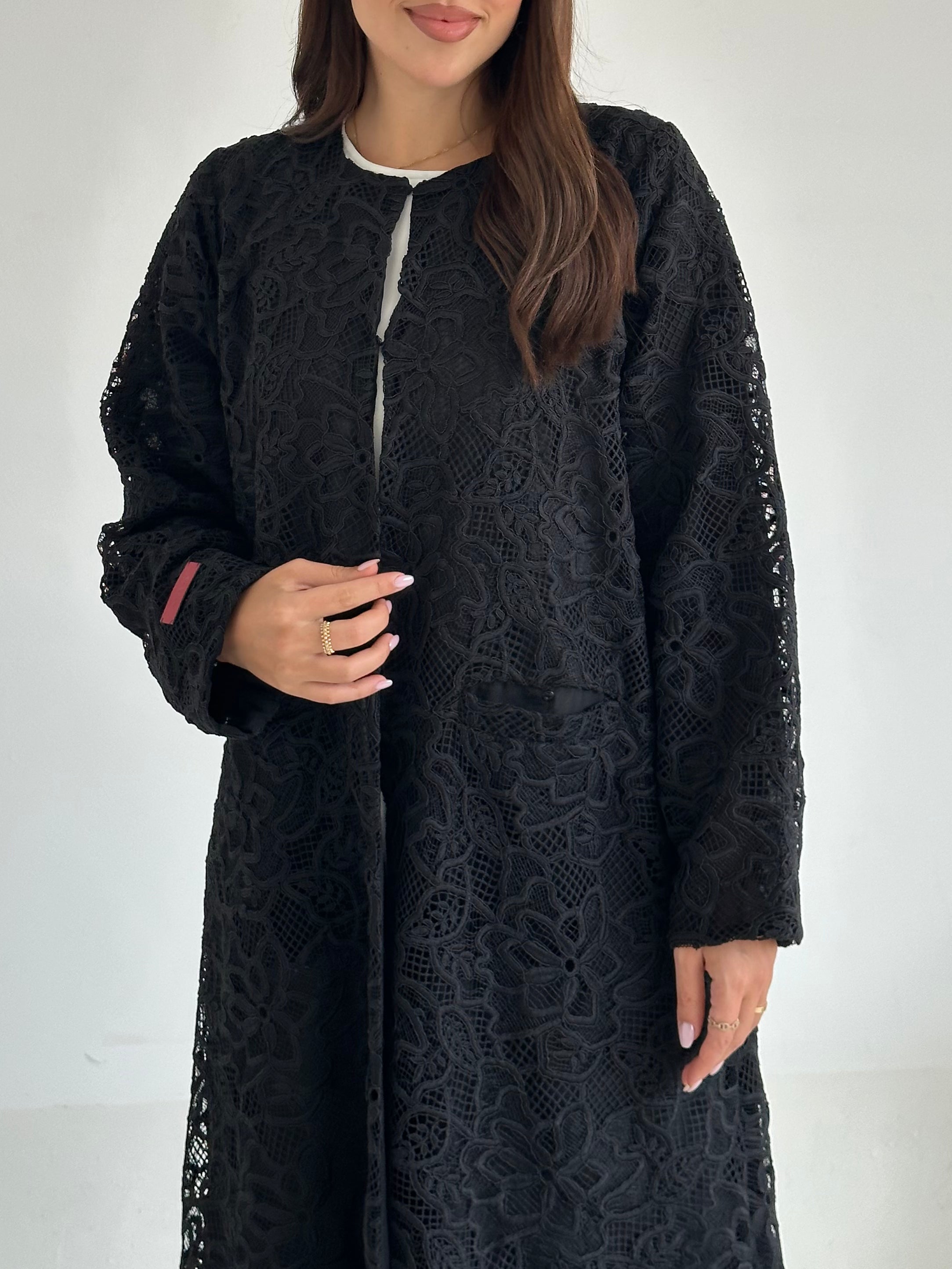 C 2603 Black Dantel Abaya